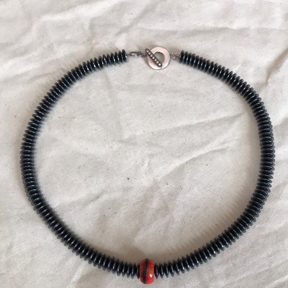 Vintage tribal necklace with sterling clasp